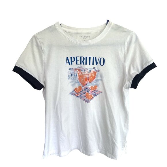 Women's Talbot's Crewneck Tee Summer Italy  Graphic T Shirt Size LP - Picture 1 of 7